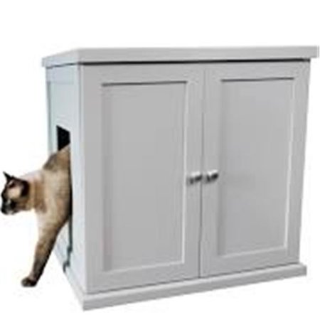 THE REFINED FELINE The Refined Feline RLB-SK Kitty Enclosed Wooden End Table & Litter Box; Smoke - Large ERLB-XL-ES
